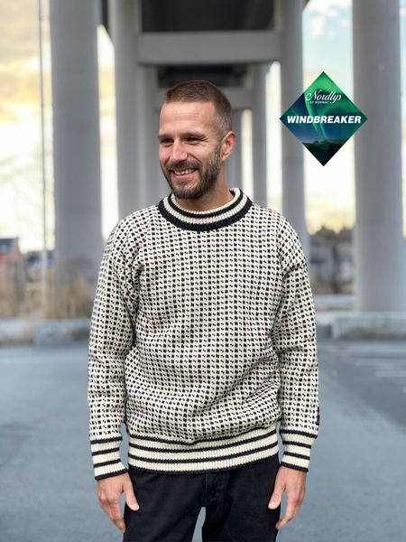 Hovedbilde Nordlys vindtett Islender unisex ullgenser rund hals natur / koksgrå